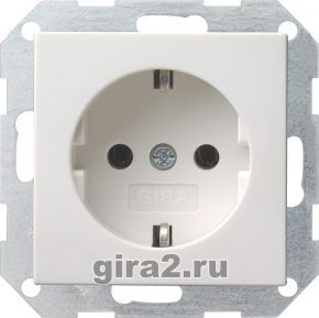 Розетка с заземлением Gira System 55 (матовый белый) Розетка с заземлением Gira System 55 (матовый белый)