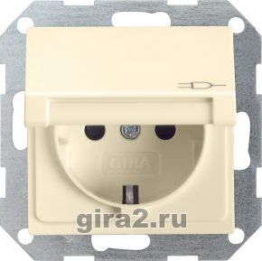 Розетка с заземлением и крышкой Gira System 55 (глянцевый кремовый) Розетка с заземлением и крышкой Gira System 55 (глянцевый кремовый)