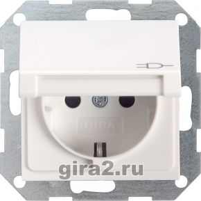 Розетка с заземлением и крышкой Gira System 55 (матовый белый) Розетка с заземлением и крышкой Gira System 55 (матовый белый)