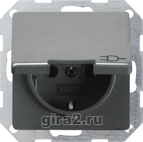 Розетка с заземлением и откидной крышкой GIRA E22 (сталь) Розетка с заземлением и откидной крышкой GIRA E22 (сталь)
