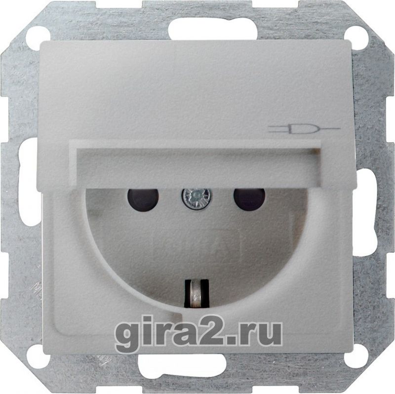 Розетка с заземлением и крышкой Gira System 55 (алюминий) Розетка с заземлением и крышкой Gira System 55 (алюминий)