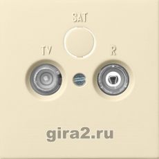 Антенная розетка проходная в комплекте с лицевой панелью F100 (бежевый) Антенная розетка проходная в комплекте с лицевой панелью F100 (бежевый)