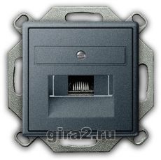 Компьютерная розетка RJ-45 одноместная Gira System 55 с механизмом Jung (черный антрацит) Компьютерная розетка RJ-45 одноместная Gira System 55 с механизмом Jung (черный антрацит)