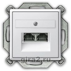 Компьютерная розетка RJ-45 двухместная 6 категории Gira System 55(белый матовый) Компьютерная розетка RJ-45 двухместная 6 категории Gira System 55(белый матовый)