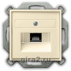 Компьютерная розетка RJ-45 одноместная 6 категория Gira System 55(кремовый глянцевый) Компьютерная розетка RJ-45 одноместная 6 категория Gira System 55(кремовый глянцевый)