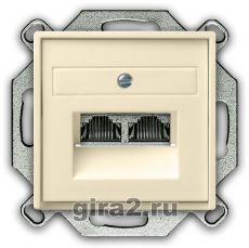 Компьютерная розетка RJ-45 двухместная 6 категория Gira System 55(кремовый глянцевый) Компьютерная розетка RJ-45 двухместная 6 категория Gira System 55(кремовый глянцевый)