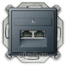 Компьютерная розетка RJ-45 двухместная 6 категории Gira System 55(черный антрацит) Компьютерная розетка RJ-45 двухместная 6 категории Gira System 55(черный антрацит)