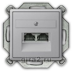 Компьютерная розетка RJ-45 двухместная 6 категории Gira System 55 (серый алюминий) Компьютерная розетка RJ-45 двухместная 6 категории Gira System 55 (серый алюминий)