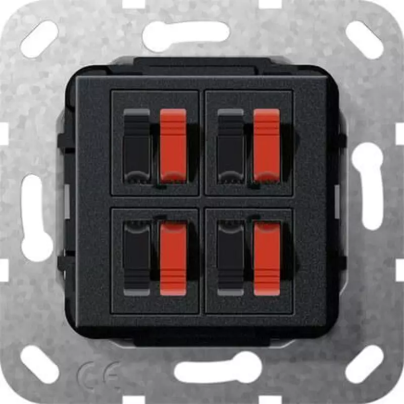 Розетка акустическая на 4 колонки System 55 (черный антрацит) Розетка акустическая на 4 колонки System 55 (черный антрацит)