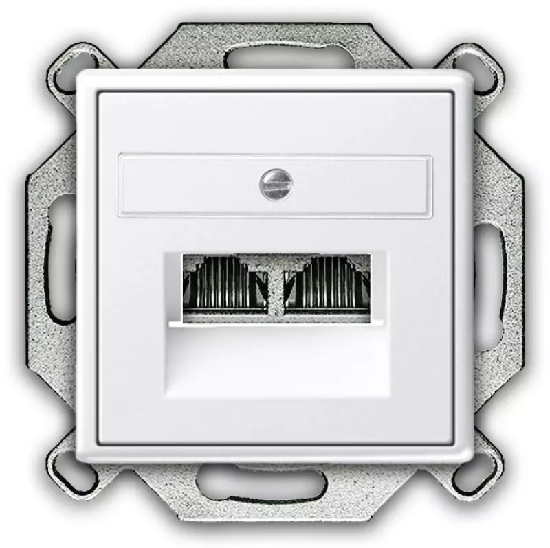 Компьютерная розетка RJ-45 двухместная Gira System 55 (белый глянцевый) Компьютерная розетка RJ-45 двухместная Gira System 55 (белый глянцевый)