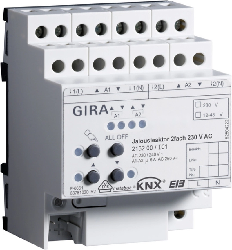 Уст-во управ жал-и 2-кан, 230В AC KNX/EIB REG Уст-во управ жал-и 2-кан, 230В AC KNX/EIB REG
