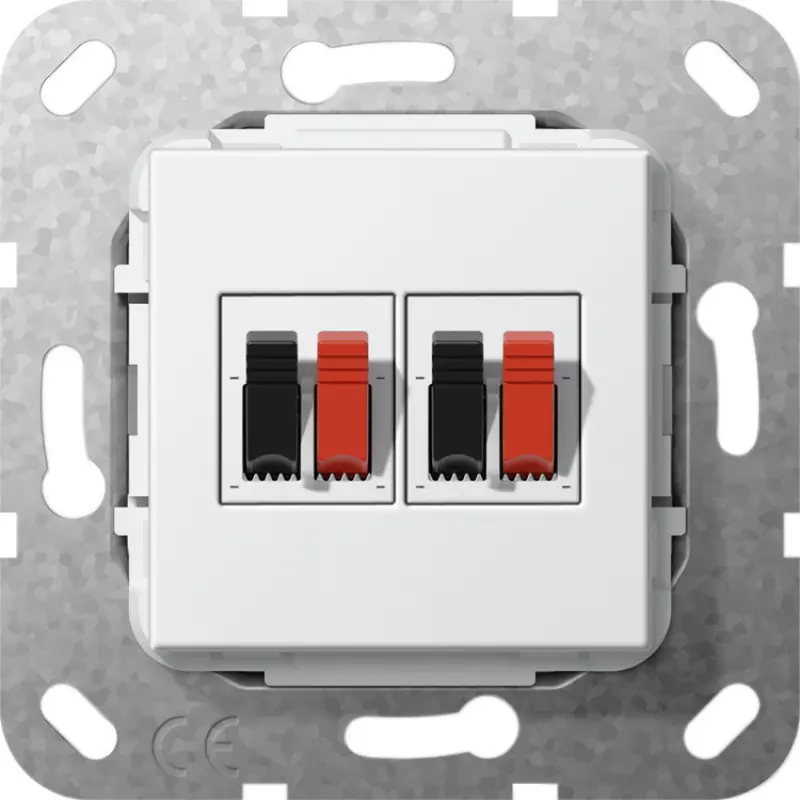 Розетка акустическая на 2 колонки System 55 (белый глянцевый) Розетка акустическая на 2 колонки System 55 (белый глянцевый)