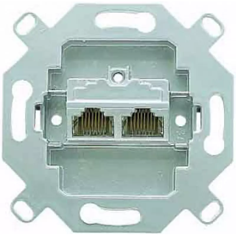 Розетка информационная RJ45 двойная категория 6 с механизмом Jung Eco Profi STP Розетка информационная RJ45 двойная категория 6 с механизмом Jung Eco Profi STP