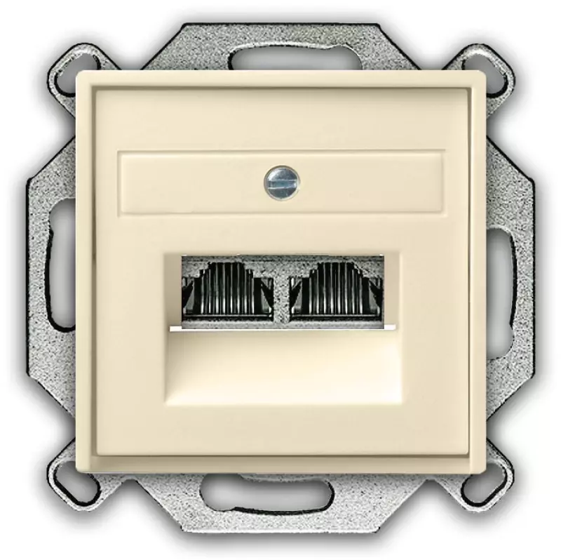 Компьютерная розетка RJ-45 двухместная Gira System 55 (кремовый глянцевый) Компьютерная розетка RJ-45 двухместная Gira System 55 (кремовый глянцевый)