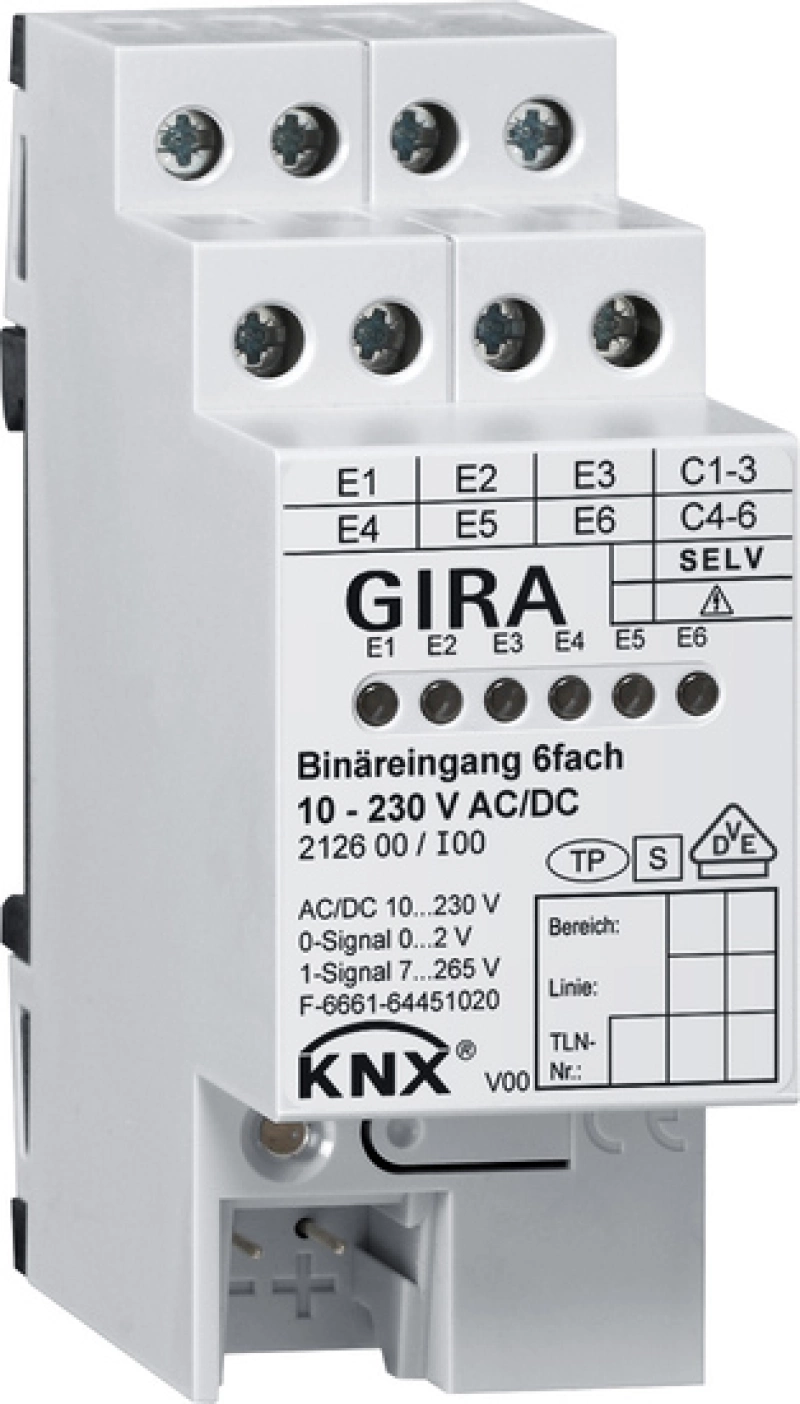 KNX Двоичный вход 6-местн. 10 - 230 В AC/DC KNX Двоичный вход 6-местн. 10 - 230 В AC/DC
