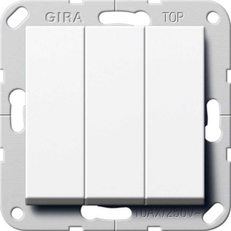 Трёхклавишный выключатель Gira System 55 (Белый глянец) Трёхклавишный выключатель Gira System 55 (Белый глянец)