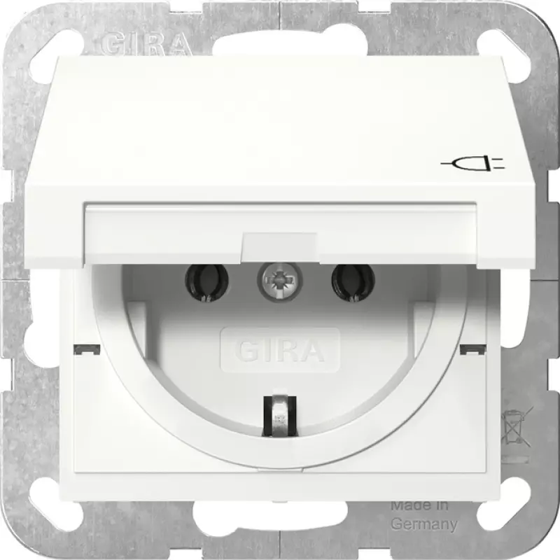 Розетка с крышкой 2K+З; 16А; 250В~ Белая Розетка с крышкой 2K+З; 16А; 250В~ Белая