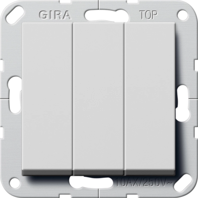 Трёхклавишный переключатель Gira System 55 (Серый матовый) Трёхклавишный переключатель Gira System 55 (Серый матовый)