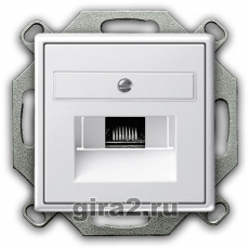 Компьютерная розетка RJ-45 одноместная 6 категории Gira System 55(белый матовый) Компьютерная розетка RJ-45 одноместная 6 категории Gira System 55(белый матовый)
