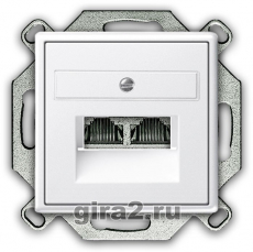 Компьютерная розетка RJ-45 двухместная 6 категория Gira System 55(белый глянцевый) Компьютерная розетка RJ-45 двухместная 6 категория Gira System 55(белый глянцевый)