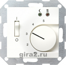 Терморегулятор с выносным датчиком для теплого пола Gira System 55 (белый глянцевый)