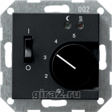 Gira System55 Терморегулятор с подогревом пола, черный матовый