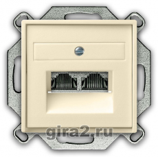 Компьютерная розетка RJ-45 двухместная 6 категория Gira System 55(кремовый глянцевый) Компьютерная розетка RJ-45 двухместная 6 категория Gira System 55(кремовый глянцевый)