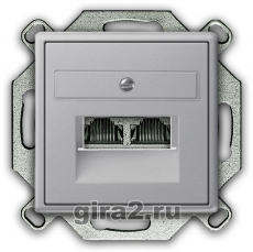 Компьютерная розетка RJ-45 двухместная 6 категории Gira System 55 (серый алюминий) Компьютерная розетка RJ-45 двухместная 6 категории Gira System 55 (серый алюминий)