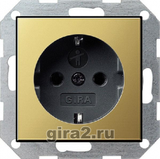 Розетка электрическая Gira со шторками (латунь/антрацит) Розетка электрическая Gira со шторками (латунь/антрацит)