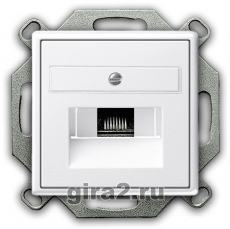 Компьютерная розетка RJ-45 одноместная 6 категории Gira System 55(белый глянцевый) Компьютерная розетка RJ-45 одноместная 6 категории Gira System 55(белый глянцевый)