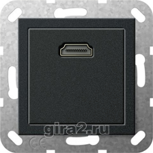 Розетка HDMI System 55 со штекерным креплением (Черный антрацит)
