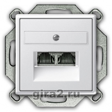 Компьютерная розетка RJ-45 двухместная 6 категории Gira System 55(белый матовый) Компьютерная розетка RJ-45 двухместная 6 категории Gira System 55(белый матовый)