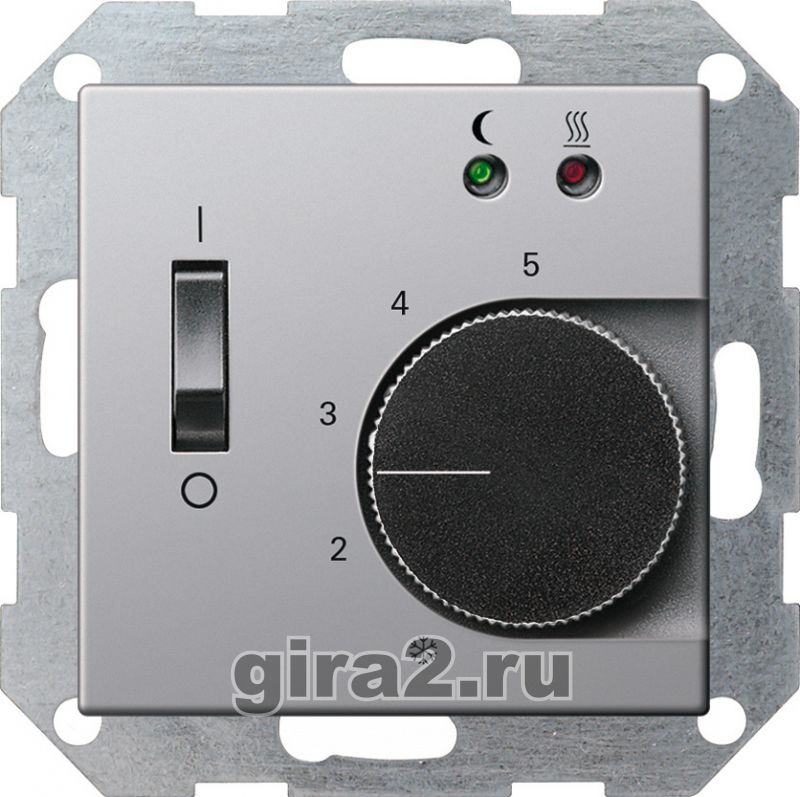 Терморегулятор с выносным датчиком для теплого пола Gira E22 (под алюминий) Терморегулятор с выносным датчиком для теплого пола Gira E22 (под алюминий)