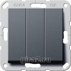 Выключатель/переключатель трехклавишный System 55 (черный антрацит) Выключатель/переключатель трехклавишный System 55 (черный антрацит)