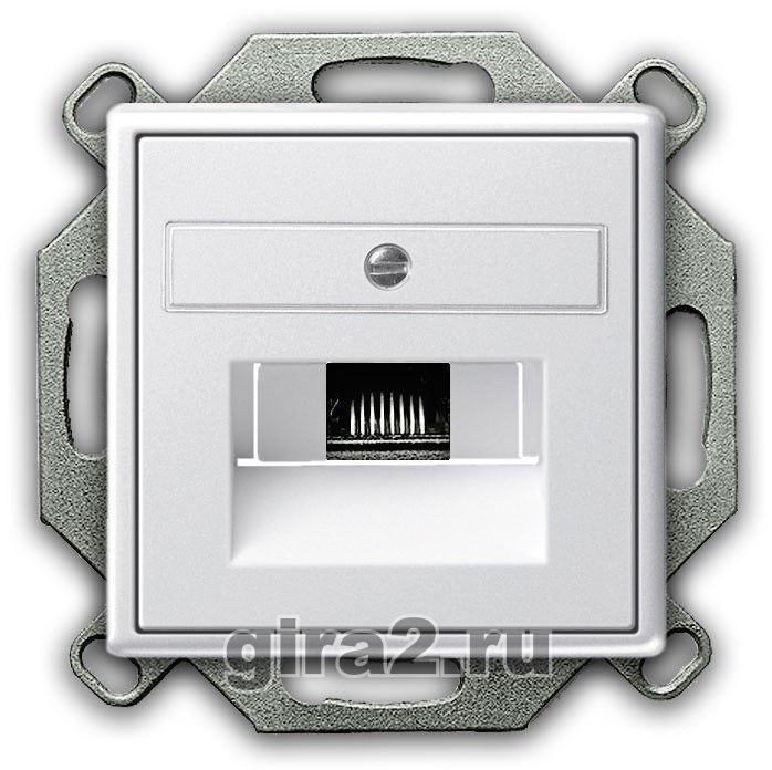 Компьютерная розетка RJ-45 одноместная Gira System 55 с механизмом Jung (белый матовый) Компьютерная розетка RJ-45 одноместная Gira System 55 с механизмом Jung (белый матовый)