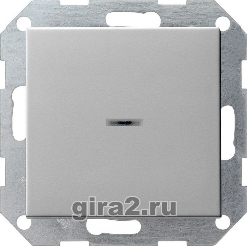 Перекрестный выключатель одноклавишный с двух мест с индикацией Gira System 55 (алюминий)