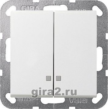 Двухклавишный выключатель с подсветкой System 55 (белый матовый) Двухклавишный выключатель с подсветкой System 55 (белый матовый)