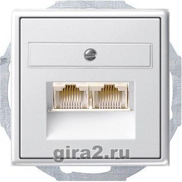 Розетка телефонная двойная Кат.3 с винтовыми зажимами GIRA E22 (белый) Розетка телефонная двойная Кат.3 с винтовыми зажимами GIRA E22 (белый)