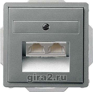 Розетка компьютерная двойная Кат.5е с LSA-plus разъемом GIRA E22 (сталь) Розетка компьютерная двойная Кат.5е с LSA-plus разъемом GIRA E22 (сталь)