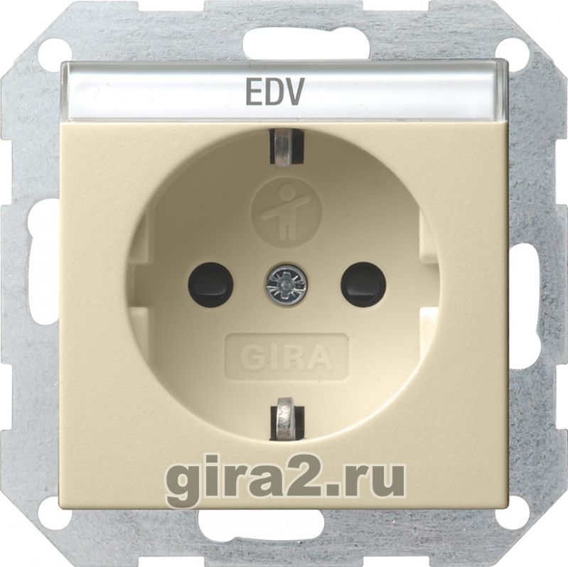 Розетка электрическая Gira System 55 (кремовый) Розетка электрическая Gira System 55 (кремовый)