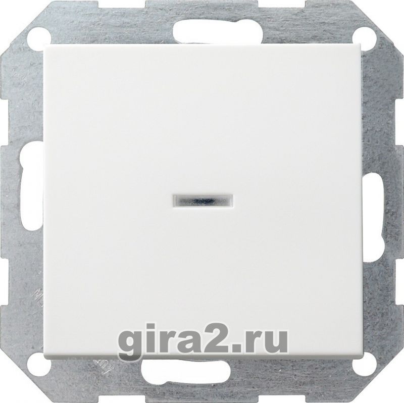 Выключатель одноклавишный с двух мест с индикацией Gira System 55 (матовый белый)