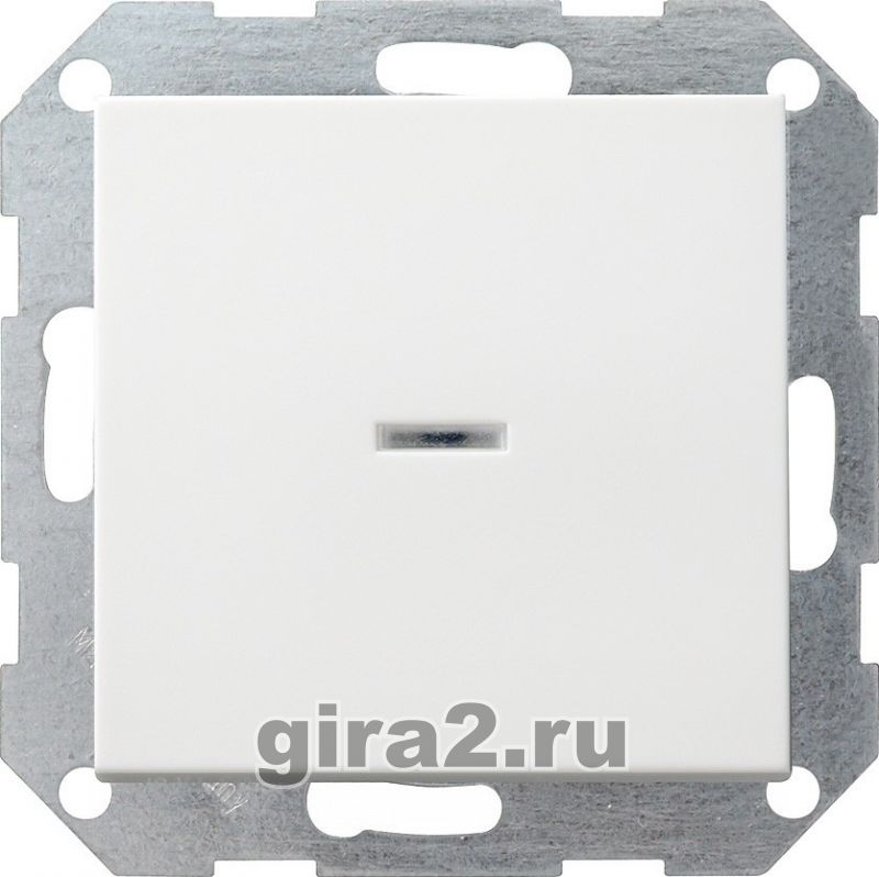 Выключатель одноклавишный с двух мест с индикацией Gira System 55 (матовый белый) Выключатель одноклавишный с двух мест с индикацией Gira System 55 (матовый белый)