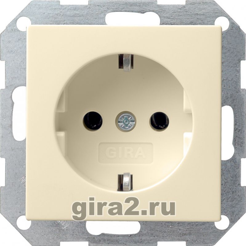 Розетка с заземлением без распорных захватов Gira System 55 (глянцевый кремовый) Розетка с заземлением без распорных захватов Gira System 55 (глянцевый кремовый)