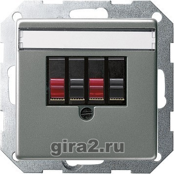 Звуковая розетка двойная с полем для надписи GIRA E22 (сталь) Звуковая розетка двойная с полем для надписи GIRA E22 (сталь)