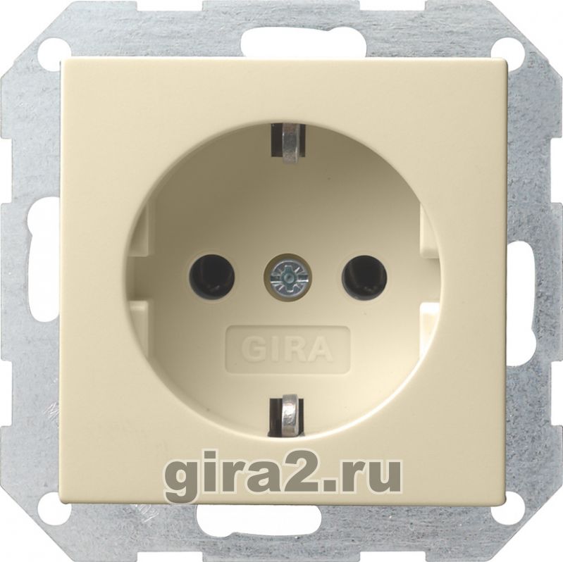 Розетка с заземлением Gira System 55 (глянцевый кремовый) Розетка с заземлением Gira System 55 (глянцевый кремовый)