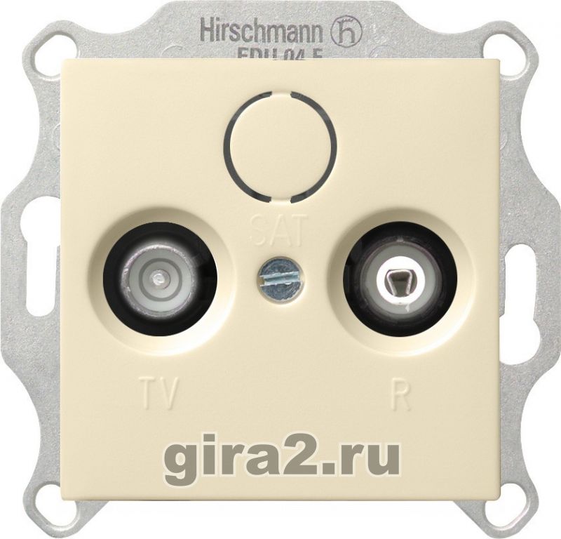 Розетка ТВ и радио проходная System 55 с механизмом Jung (кремовый глянцевый) Розетка ТВ и радио проходная System 55 с механизмом Jung (кремовый глянцевый)
