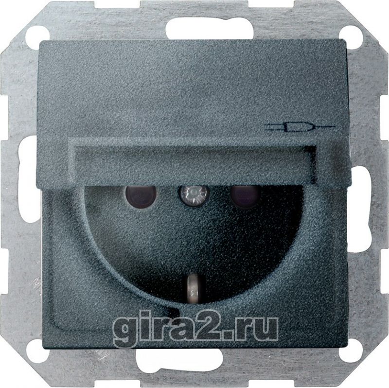 Розетка с заземлением и крышкой Gira System 55 (антрацит) Розетка с заземлением и крышкой Gira System 55 (антрацит)