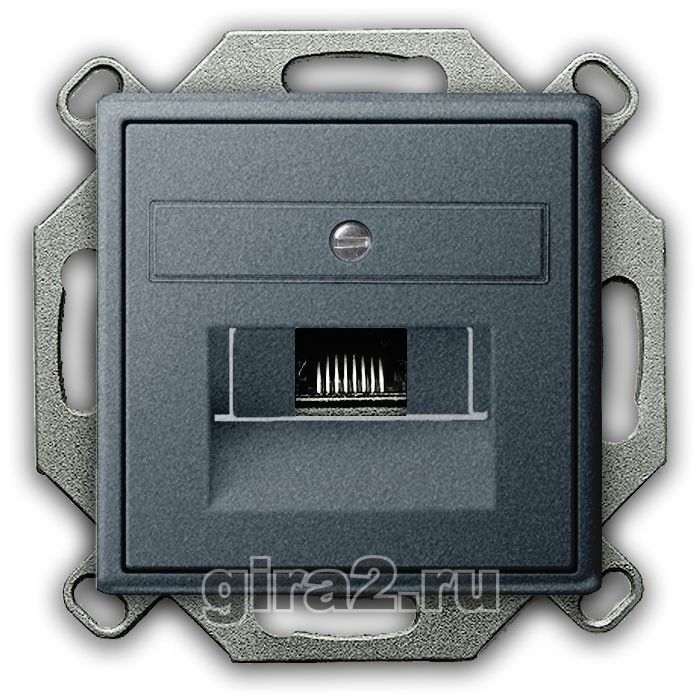 Компьютерная розетка RJ-45 одноместная Gira System 55 с механизмом Jung (черный антрацит) Компьютерная розетка RJ-45 одноместная Gira System 55 с механизмом Jung (черный антрацит)
