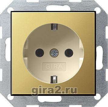 Розетка с заземлением System 55 (латунь/кремовый) Розетка с заземлением System 55 (латунь/кремовый)