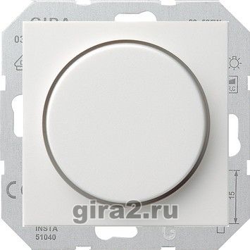 Светорегулятор с поворотной ручкой для ламп 200Вт и Led 40Вт. GIRA GIRA (белый глянцевый) Светорегулятор с поворотной ручкой для ламп 200Вт и Led 40Вт. GIRA GIRA (белый глянцевый)